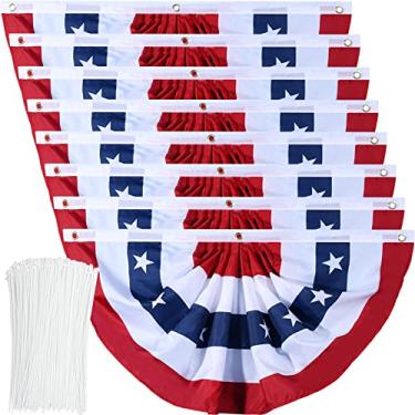 Imagem de Bandeira Americana Bandeira Patriótica Plissada Bandeira dos EUA com ilhós de latão e laços de zíper para decoração ao ar livre do Dia da Memorial de 4 de julho (2,5 x 3 pés)