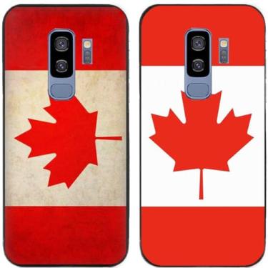 Imagem de 2 peças retrô bandeira do Canadá impressa TPU gel silicone capa de telefone traseira para Samsung Galaxy (Galaxy S9 Plus / S9+)