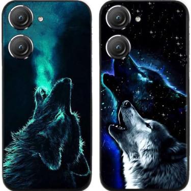 Imagem de 2 peças Growl Wolf TPU gel silicone capa de telefone traseira para Asus Zenfone 8/9 / 10 (Asus Zenfone 9)