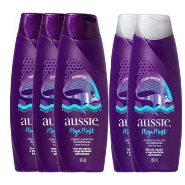 Imagem de Kit 2 Condicionadores Aussie Moist 180ml + 3 Shampoos Aussie Moist 180ml-Unissex