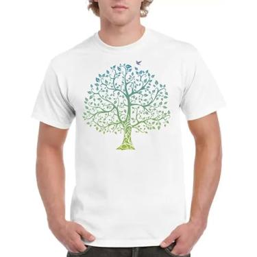 Imagem de BAFlo Camisetas masculinas e femininas com estampa de árvore da vida, Branco, GG