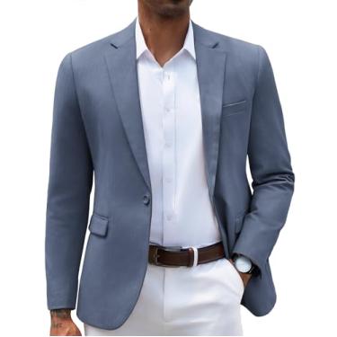 Imagem de COOFANDY Blazer masculino casual slim fit casaco esportivo leve com um botão, Azul, Medium