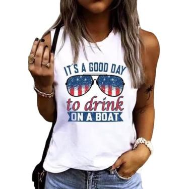 Imagem de Camiseta feminina Good Day to Drink Funny Cruise Mode com estampa de letras, sem mangas, presente de remo e férias de verão, Branco, XXG
