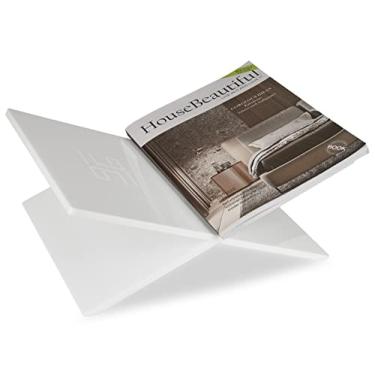 Imagem de Honygebia Suportes de livro de acrílico branco - Suporte de livro de acrílico com moldura cruzada, suporte aberto para exibição e leitura, adequado para arte, Bíblia, livro de receitas, cavalete,