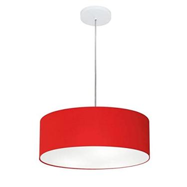 Imagem de Lustre Pendente Cilíndrico Cúpula Tecido 40x15 cm, Vivare Iluminação, Pendente4132 VM, Vermelho, Médio