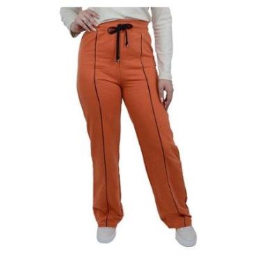 Imagem de Calça Feminina Olho Fatal Moletom Wide Leg Laranja - 6015-Feminino