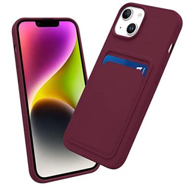 Imagem de OBHEI Capa para iPhone 15 Plus com suporte para cartão Slim Fit durável com compartimento para cartão para Apple iPhone 15 Plus 6,7 polegadas - ameixa