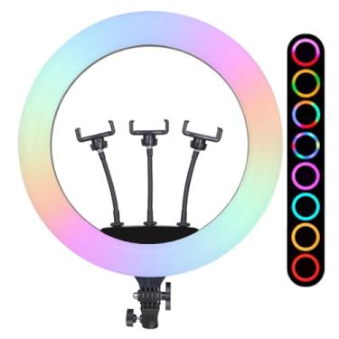 Imagem de Ring Light LED RGB Iluminador 45cm com Suporte para Celular CXB RGB 460