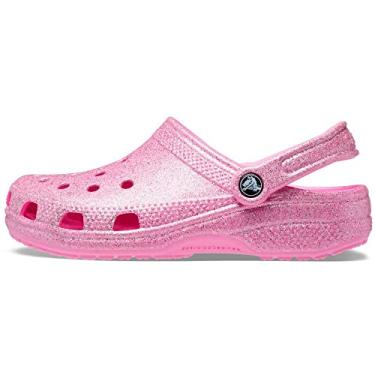 Imagem de Crocs Tamanco unissex com glitter clássico para adultos, Rosa taffy, 44