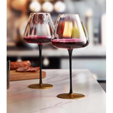 Imagem de Khen Conjunto de 2 peças de taça de abóbora de 590 ml, taças de vinho pretas e douradas, canecas de abóbora de outono para coquetéis de outono, Ação de Graças, decoração de festa de Halloween