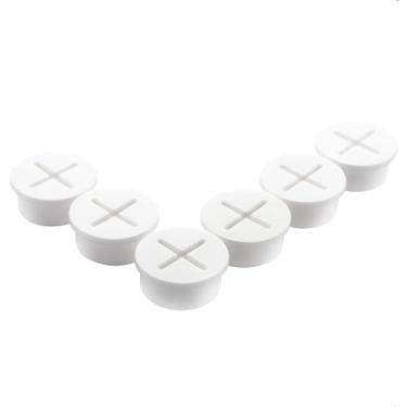 Imagem de keenkee 6 pçs cabo de silicone flexível ilhoses brancos de 3,5 cm na mesa, mesa e outros móveis para capa de furos, gerenciamento de cabos, organizador de fio, passagem de cabo