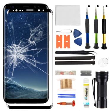Imagem de Zgxhga Substituição de tela de vidro frontal para Galaxy S8 - compatível com Samsung Galaxy S8 G950 Series 5,8 polegadas e kit completo de ferramentas de reparo (sem tela OLED e toque digitalizador)