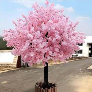 Imagem de Flor de seda de árvore de flor de cerejeira artificial, simulação de árvores de flor de cerejeira, rosa claro, flores de videiras falsas de árvore grande para casamento interno e externo, re