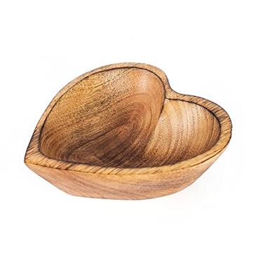 Imagem de Tigela WitnyStore em forma de coração – Tigela funcional e colecionável – Tigela de madeira feita à mão para servir nozes, sobremesas, frutas ou decoração de realce – Presente perfeito para qualquer ocasião – 15,24 x 14,04 x 5,04 cm, natural