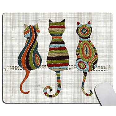 Imagem de Tapete de rato de gato animal fofo, design de malha, tapete de rato para família de gatinhos, tapete de rato para jogos com design personalizado, base de borracha antiderrapante, tapete de rato para