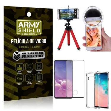 Imagem de Kit Mini Tripé + Selfie Ring Light Galaxy S10 + Capa Anti Impacto + Pe