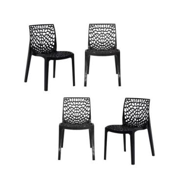 Imagem de Kit Com 4 Cadeiras Gruvyer Para Sala De Jantar Preta - EcomHome 