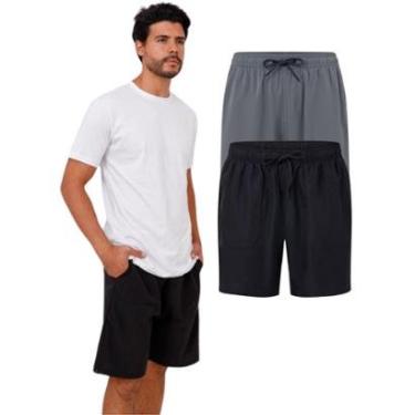 Imagem de Kit Com 2 Bermudas Esportivas Tactel Masculina - Colorido-Masculino