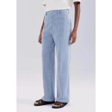 Imagem de Calça De Sarja Feminina Wide Leg Listrada Hering-Feminino