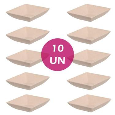 Imagem de 10un prato mini petisqueira quadrado aperitivos bege - EVO