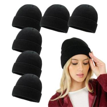 Imagem de Kit 6 Touca Gorro Adulto Poliester Frio Inverno Unissex - Darujo, Pret