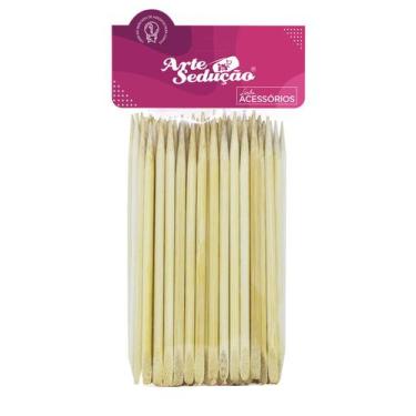 Imagem de Palito Bambu Ponta Chanfro, grosso, Arte Sedução, 100 unid.
