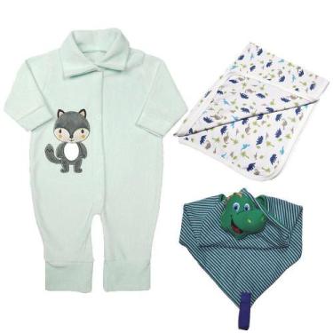 Imagem de Kit 3 Peças Roupa Bebê Menino Menina Macacão Coeiro Naninha - Koala Ba