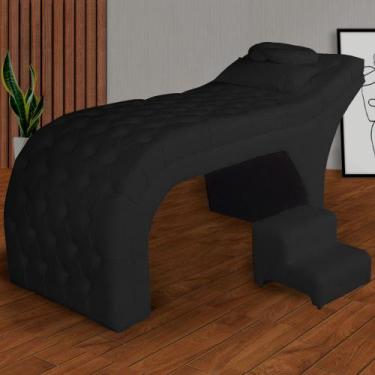 Imagem de Kit Maca e Escada Para Massagem e Estética Suede Preto - LM DECOR