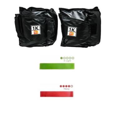 Imagem de Caneleira/Tornozeleira de Peso 1Kg Profissional + Mini Bands Faixas El