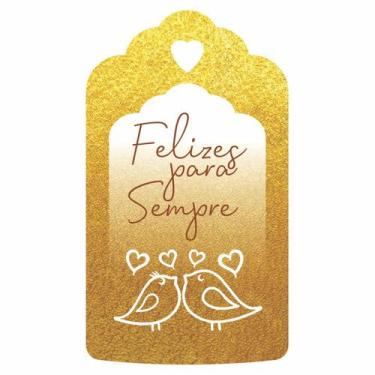 Imagem de Tag para casamento Bem Casados Noivado Lembrancinhas 4x7cm 100un - KAR