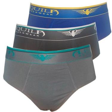 Imagem de Kit Com 3 Cuecas Masculina Slip Elastico Exposto Microfibra - Aquila, 