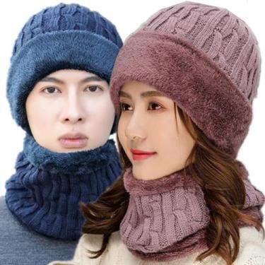 Imagem de Touca e Cachecól De Inverno Unissex ELASHOPP , Kahki