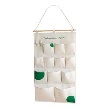 Imagem de Ioensy Sobre a porta bolsos de armazenamento multifuncional com ganchos parede pendurado saco de armazenamento para crianças quarto berçário entrada armário, 12 Bolsos Verde