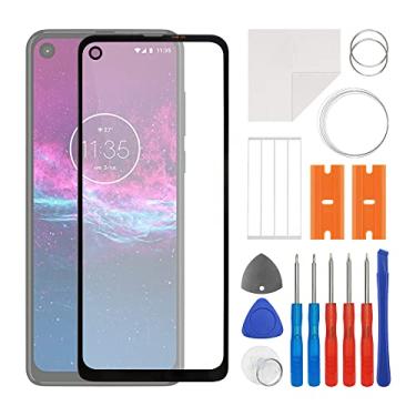 Imagem de SWARK Substituição de lente do painel externo de vidro frontal + OCA compatível com Moto One Action (não tela LCD e digitalizador de toque) com kit de reparo