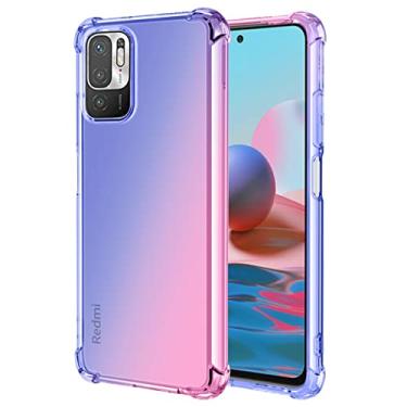 Imagem de Vokuha Capa protetora traseira para celular Redmi Note 10 5G/Poco M3 Pro/Redmi Note 10T 5G M2103K19G (azul/rosa)