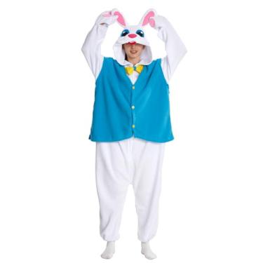 Imagem de Supodon Macacão adulto de coelho, fantasia de Páscoa, unissex, cosplay, animal de pelúcia, pijama de Halloween, macacão fofo para mulheres e homens, Coelho, M
