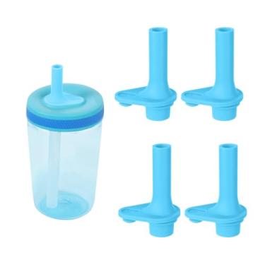 Imagem de 4 peças de válvula de mordida de substituição para Zak Designs Kelso 425 g, bocal de silicone livre de BPA, reutilizável, copo de canudo, acessórios compatíveis com garrafas de água Zak Kids, azul
