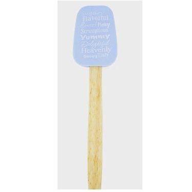 Imagem de Espátula Pão Duro Silicone Estampada Cabo de Madeira 28 Cm Resistente 