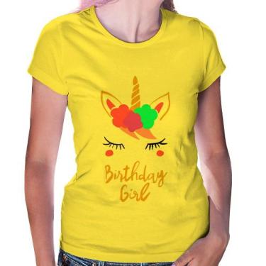 Imagem de Baby Look Birthday Girl - Foca na Moda, Amarelo, GG