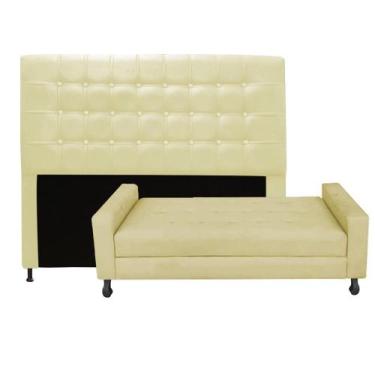 Imagem de Kit Félix com Cabeceira Dama Capitonê 1,60 cm Queen Size Baú Quarto Sa