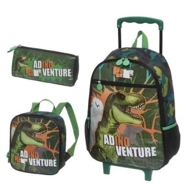 Imagem de Mochila Infantil Rodinhas Pack ME Dinossauro com Lancheira e Estojo - 