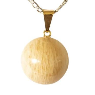 Imagem de Colar Mini Disco Amazonita Pêssego Montagem Pino Prata 950 - Cristaisd