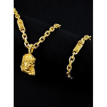 Imagem de Corrente + pulseira cadeado 8mm + pingente - banhados a ouro - ToJoia1