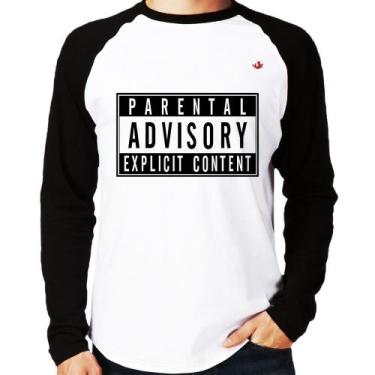 Imagem de Camiseta Raglan Parental Advisory: Explicit Content Manga Longa - Foca
