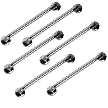 Imagem de Barra de Apoio 40cm Alça Inox Kit 6 Unidades Idoso Gestante Cadeirante Banheiro Box Acessibilidade Casa Segurança Suporte Corrimao