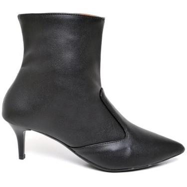 Imagem de Bota Feminina Cano Curto Salto Fino Baixo Napa Preto - Ellas Online, 3