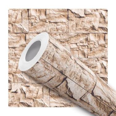 Imagem de Papel De Parede Adesivo Lavável Pedra Efeito 3D Quarto Sala Cozinha Es