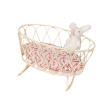 Imagem de Dynwave Mini cama de metal para casa de bonecas, cama de boneca 1/12 diy, móveis artesanais, brinquedo em miniatura, berço de boneca para decoração de casa de, Coelho Branco