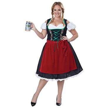 Imagem de Fantasia feminina plus size Oktoberfest Fraulein, Vermelho, 2X