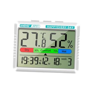 Imagem de Ｂｅｓｇａ Termômetro digital Higrômetro Estação meteorológica Medição multicena Higrômetro interno Medidor eletrônico de umidade para escritório, Gato Cinzento